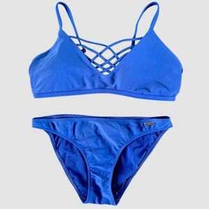 Hollister Royal Blue Bikini Set XS Bottom M Top Strappy Bralette Swim